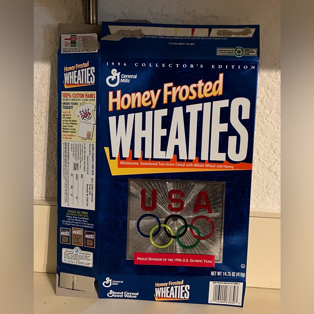 Vintage Box Of General Mills Honey Frosted Wheaties 1996 Olympics
